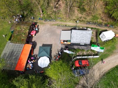 Drohnenaufnahmen vom Gelände der SGV-Hütte mit Impressionen vom 1. Maifest