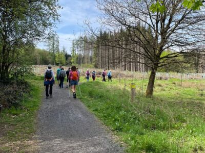 Das Foto zeigt die Wanderer auf einem Weg