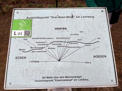 Schild "Aussichtspunkt - Drei-Seen-Blick"